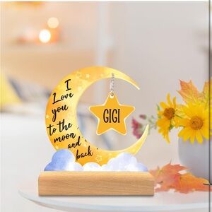 Yellow Moon & Star Desktop Keepsake - "GIGI I Love You to the Moon and Back"